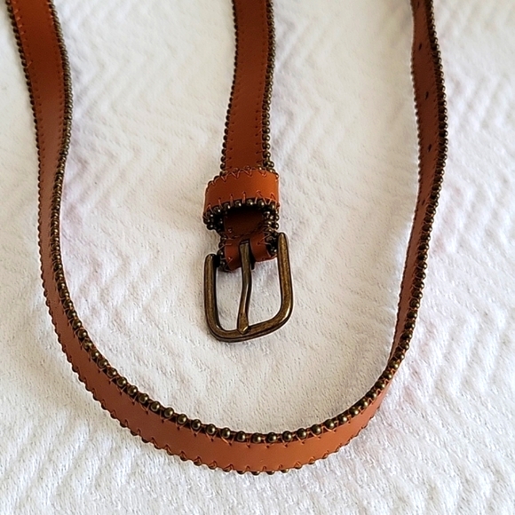 Treasure & Bond Belt Brown with Metal Wired Beads Edging - L - Picture 5 of 8